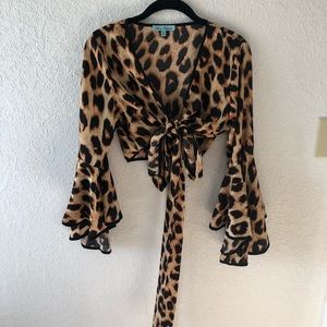 Leopard wrap top